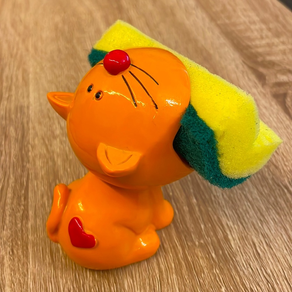 Orange Cat Sponge Holder Kitchen Tool